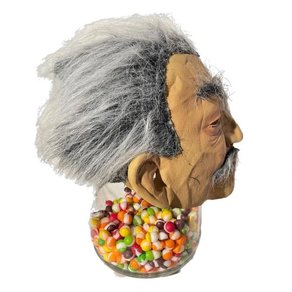 Vtg Halloween Latex Mask Creepy Old‎ Man Mustache Cracked Face Hair